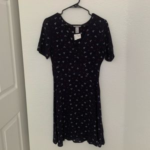 H&M Navy Blue Floral Swing Dress- NWT- Size 6